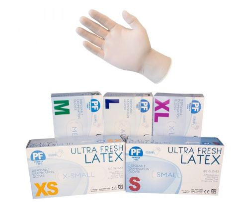 Ultra Fresh Latex Disposable Examination Clear Gloves - Powder Free - Carton of 1000