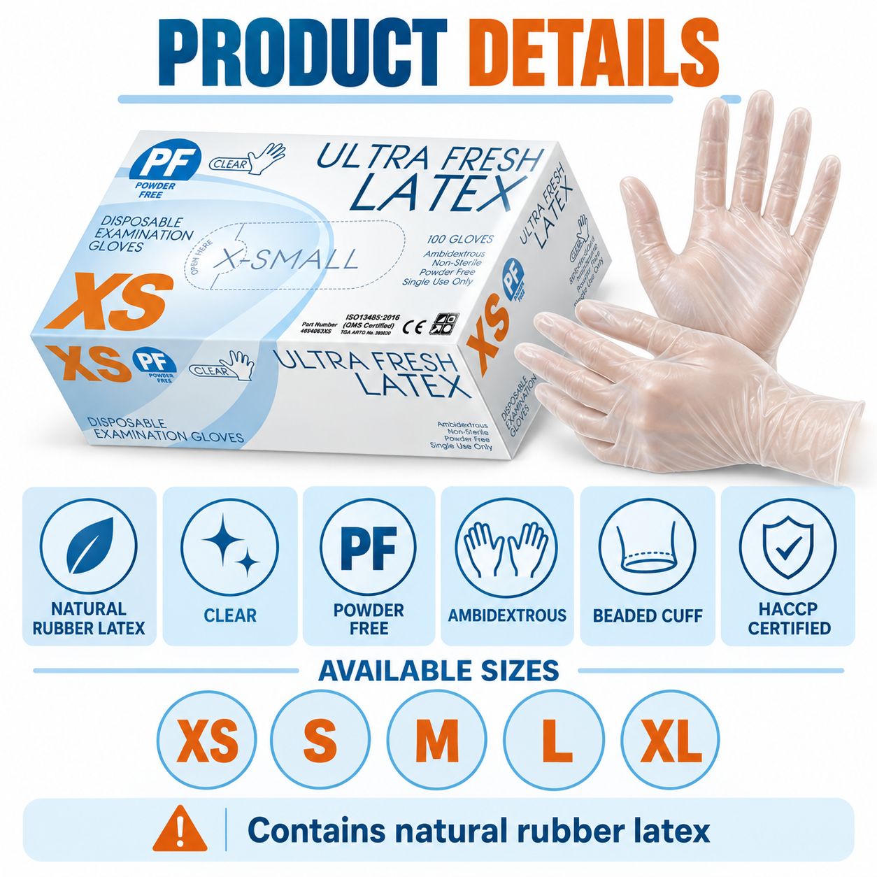 Ultra Fresh Clear Latex Powder-Free Gloves – 2 Carton Bundle (2,000 Gloves)